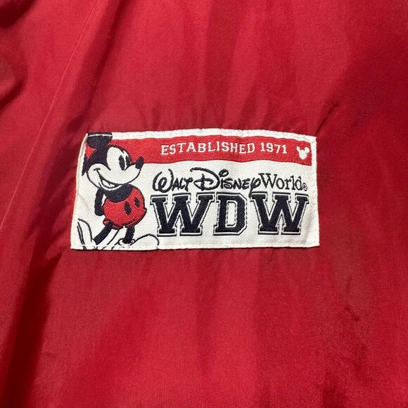 Vintage Disney World Windbreaker Half Zip Rain Jacket Packable Hood Red sz Small - Picture 7 of 8